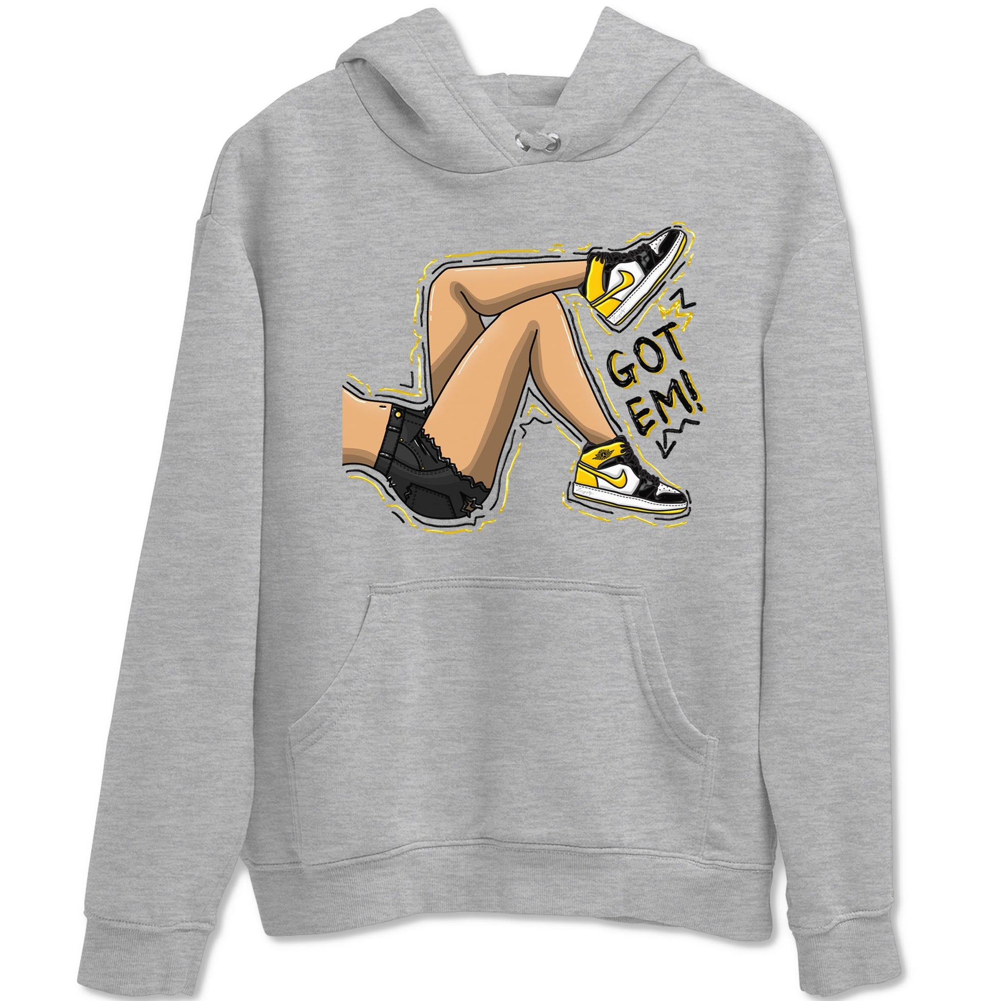 1s Yellow Ochre shirt to match jordans Got Em Legs sneaker tees Air Jordan 1 High OG Yellow Ochre SNRT Sneaker Release Tees unisex cotton Heather Grey 2 crew neck shirt