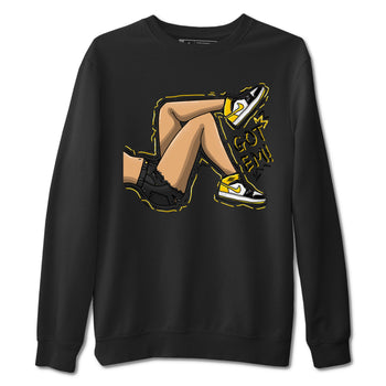 1s Yellow Ochre shirt to match jordans Got Em Legs sneaker tees Air Jordan 1 High OG Yellow Ochre SNRT Sneaker Release Tees unisex cotton Black 2 crew neck shirt