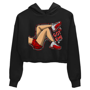 Jordan 12 Retro Cherry shirt to match jordans Varsity Red Got Em Legs special sneaker matching tees 12s Cherry SNRT sneaker tees Black 2 Crop T-Shirt