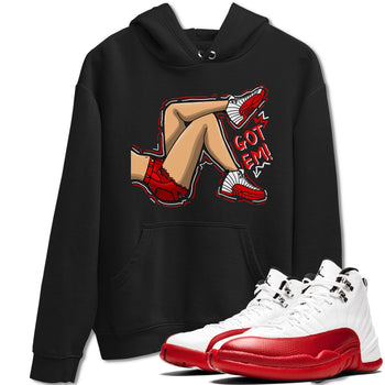 Jordan 12 Retro Cherry shirt to match jordans Varsity Red Got Em Legs special sneaker matching tees 12s Cherry SNRT sneaker tees Unisex Black 1 T-Shirt
