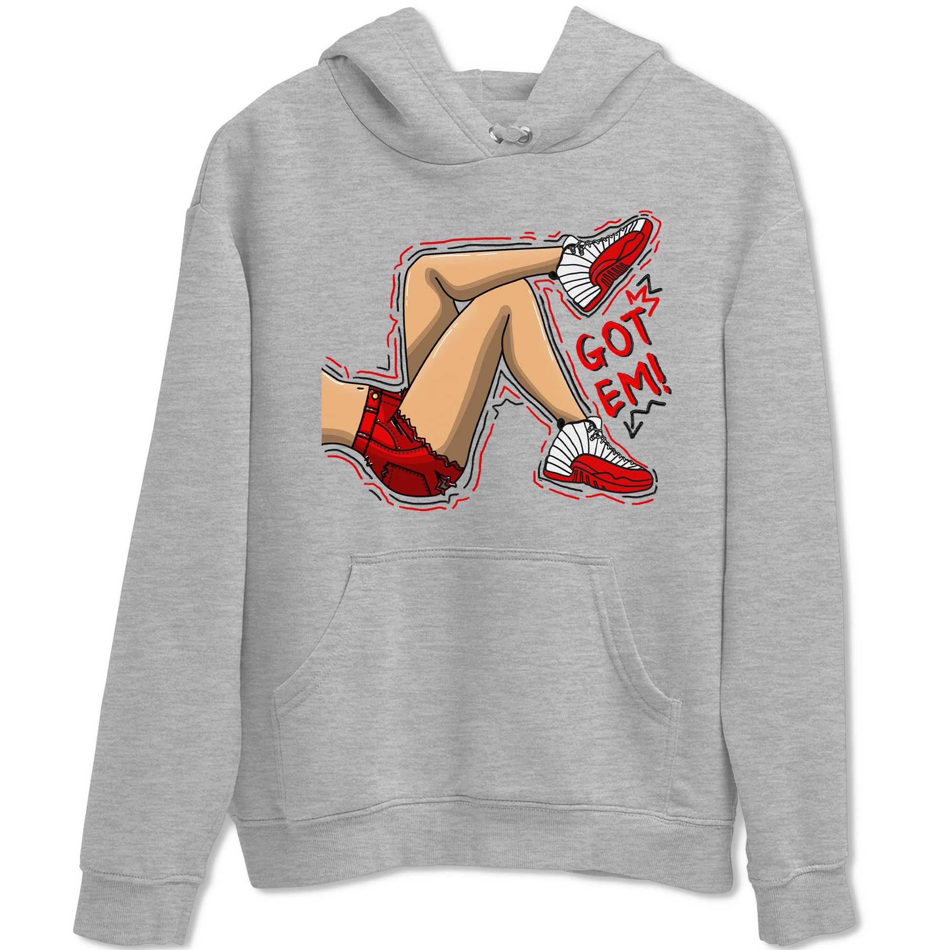 Jordan 12 Retro Cherry shirt to match jordans Varsity Red Got Em Legs special sneaker matching tees 12s Cherry SNRT sneaker tees Unisex Heather Grey 2 T-Shirt