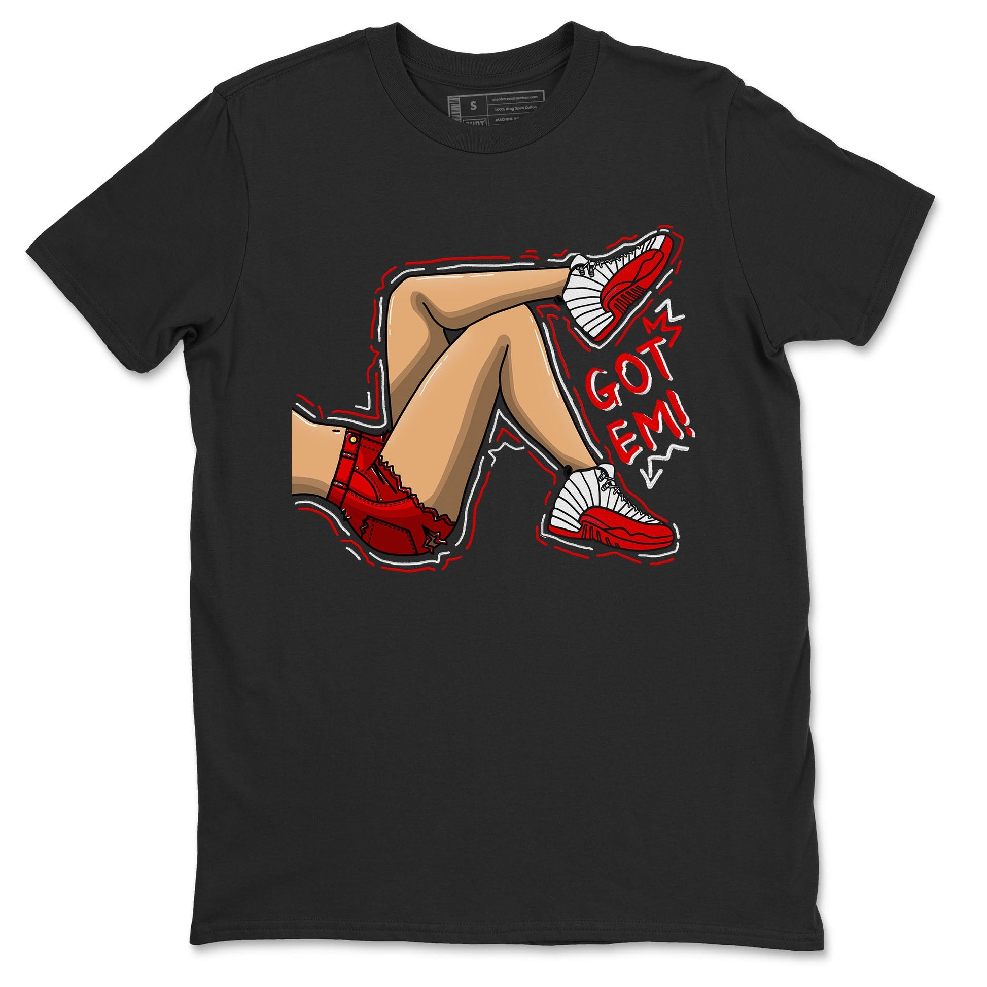 Jordan 12 Retro Cherry shirt to match jordans Varsity Red Got Em Legs special sneaker matching tees 12s Cherry SNRT sneaker tees Unisex Black 2 T-Shirt