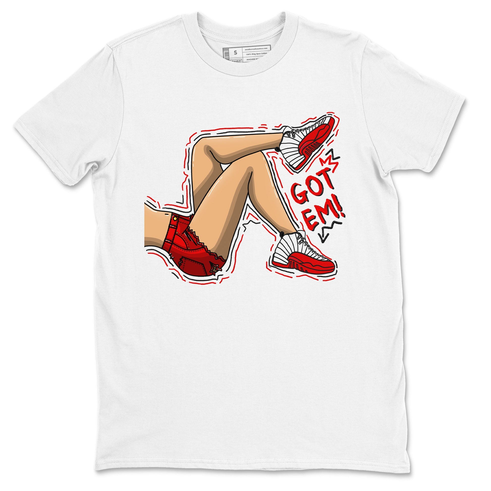 Jordan 12 Retro Cherry shirt to match jordans Varsity Red Got Em Legs special sneaker matching tees 12s Cherry SNRT sneaker tees Unisex White 2 T-Shirt