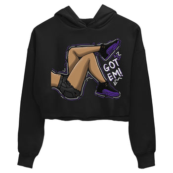 12s Field Purple shirt to match jordans Got Em Legs sneaker tees Air Jordan 12 Field Purple SNRT Sneaker Release Tees Black 2 Crop T-Shirt