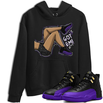12s Field Purple shirt to match jordans Got Em Legs sneaker tees Air Jordan 12 Field Purple SNRT Sneaker Release Tees Crew Neck Casual Unisex Black 1 T-Shirt