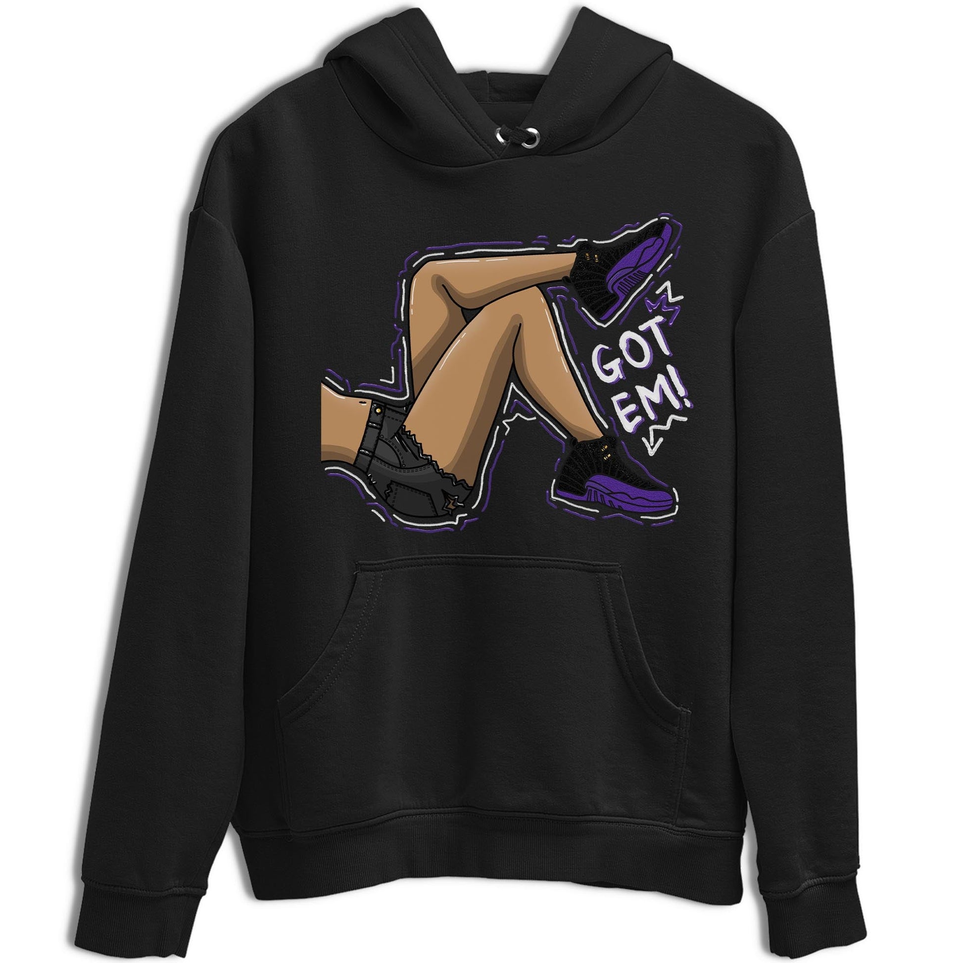 12s Field Purple shirt to match jordans Got Em Legs sneaker tees Air Jordan 12 Field Purple SNRT Sneaker Release Tees Crew Neck Casual Unisex Black 2 T-Shirt