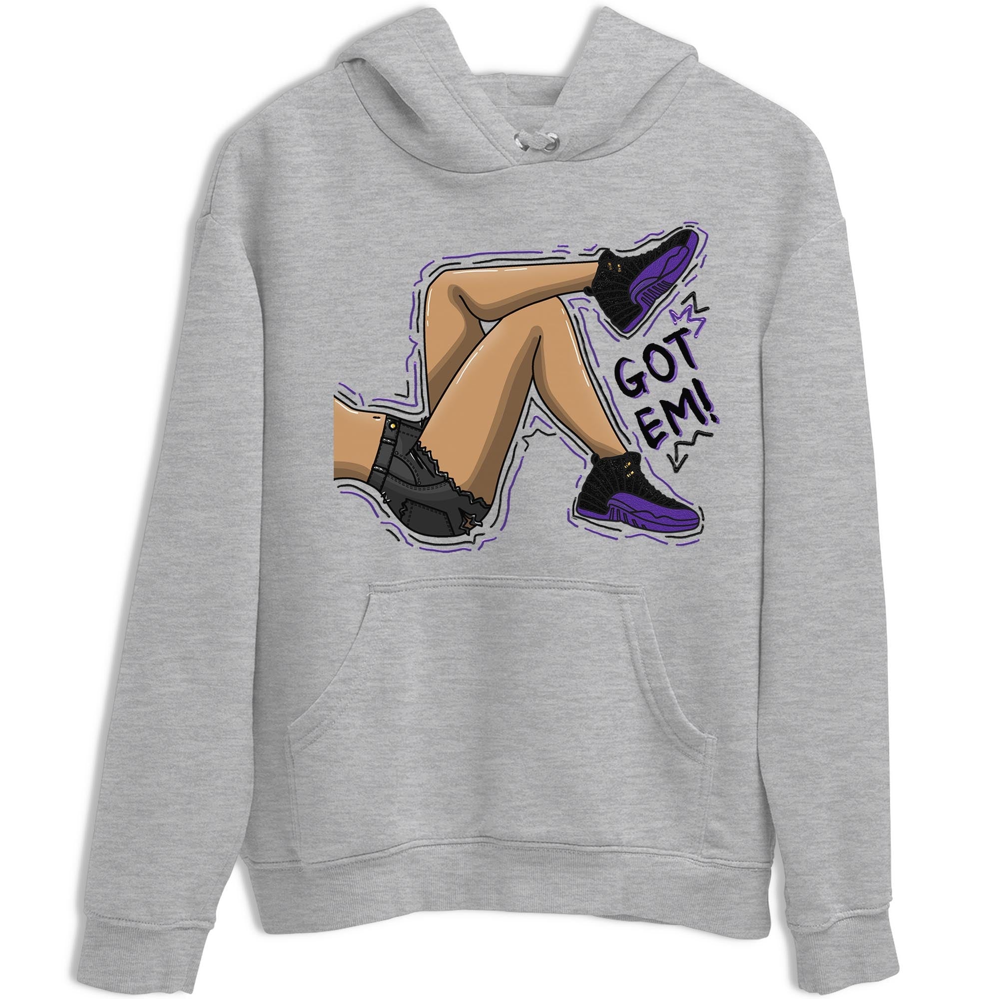 12s Field Purple shirt to match jordans Got Em Legs sneaker tees Air Jordan 12 Field Purple SNRT Sneaker Release Tees Crew Neck Casual Unisex Heather Grey 2 T-Shirt