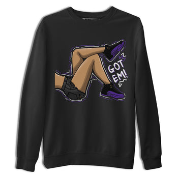 12s Field Purple shirt to match jordans Got Em Legs sneaker tees Air Jordan 12 Field Purple SNRT Sneaker Release Tees Crew Neck Casual Unisex Black 2 T-Shirt