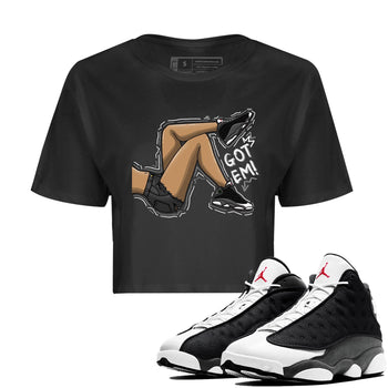 Air Jordan 13 Black Flint Sneaker Match Tees Got Em Legs Sneaker Tees AJ 13s Black Flint Sneaker Release Tees Women's Shirts Black 1