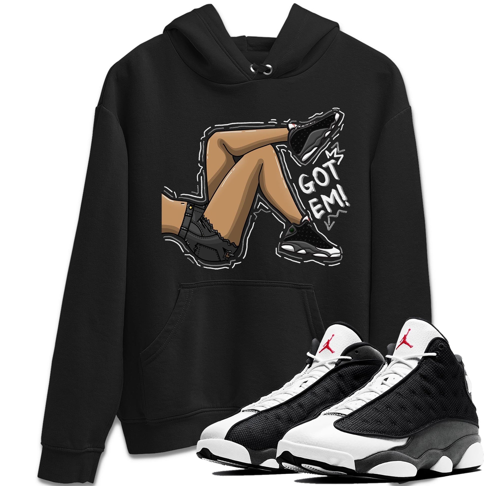 Air Jordan 13 Black Flint Sneaker Match Tees Got Em Legs Sneaker Tees AJ 13s Black Flint Sneaker Release Tees Unisex Shirts Black 1