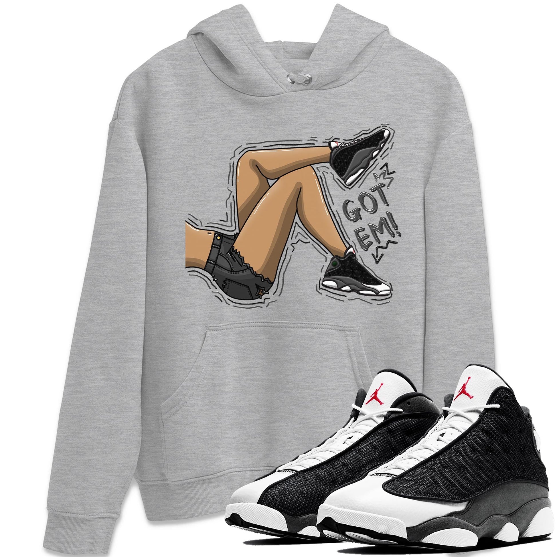Air Jordan 13 Black Flint Sneaker Match Tees Got Em Legs Sneaker Tees AJ 13s Black Flint Sneaker Release Tees Unisex Shirts Heather Grey 1