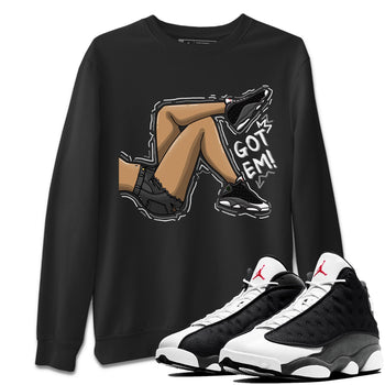 Air Jordan 13 Black Flint Got Em Legs Crew Neck Sneaker Tees AJ 13s Black Flint Sneaker T-Shirts Washing and Care Tip