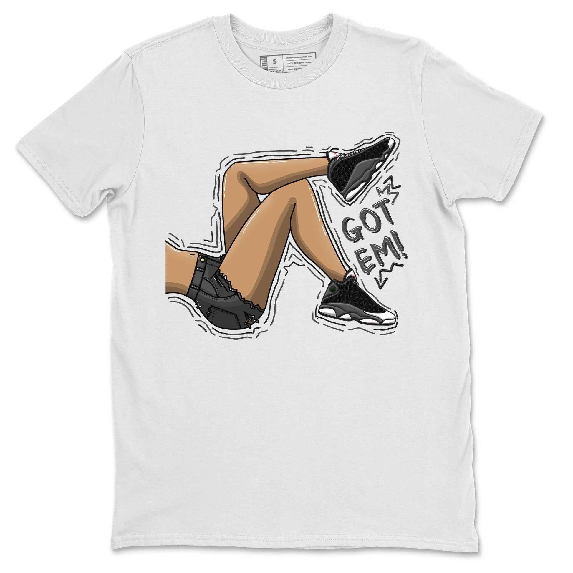 Air Jordan 13 Black Flint Sneaker Match Tees Got Em Legs Sneaker Tees AJ 13s Black Flint Sneaker Release Tees Unisex Shirts White 2