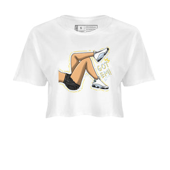 13s Blue Grey shirt to match jordans Got Em Legs sneaker tees Air Jordan 13 Blue Grey SNRT Sneaker Release Tees White 2 crop length shirt