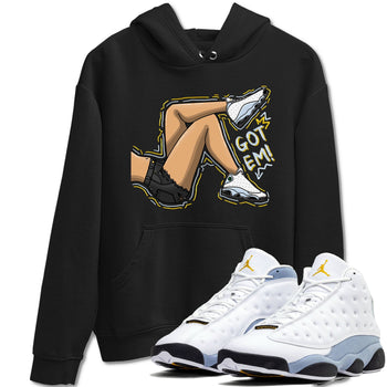 13s Blue Grey shirt to match jordans Got Em Legs sneaker tees Air Jordan 13 Blue Grey SNRT Sneaker Release Tees unisex cotton Black 1 crew neck shirt