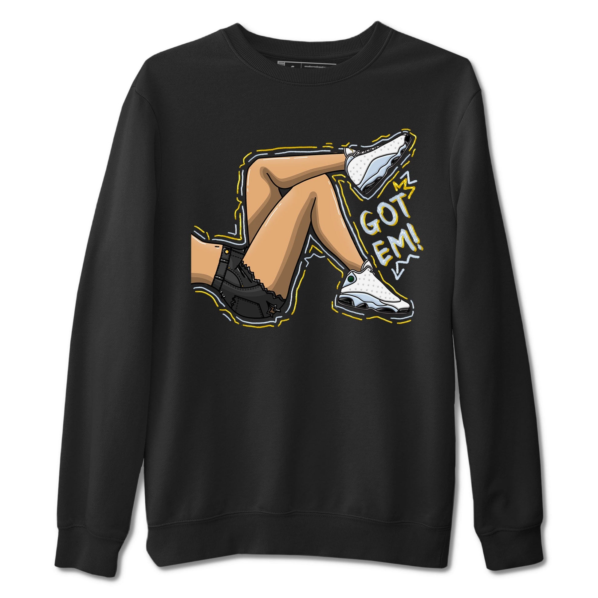 13s Blue Grey shirt to match jordans Got Em Legs sneaker tees Air Jordan 13 Blue Grey SNRT Sneaker Release Tees unisex cotton Black 2 crew neck shirt