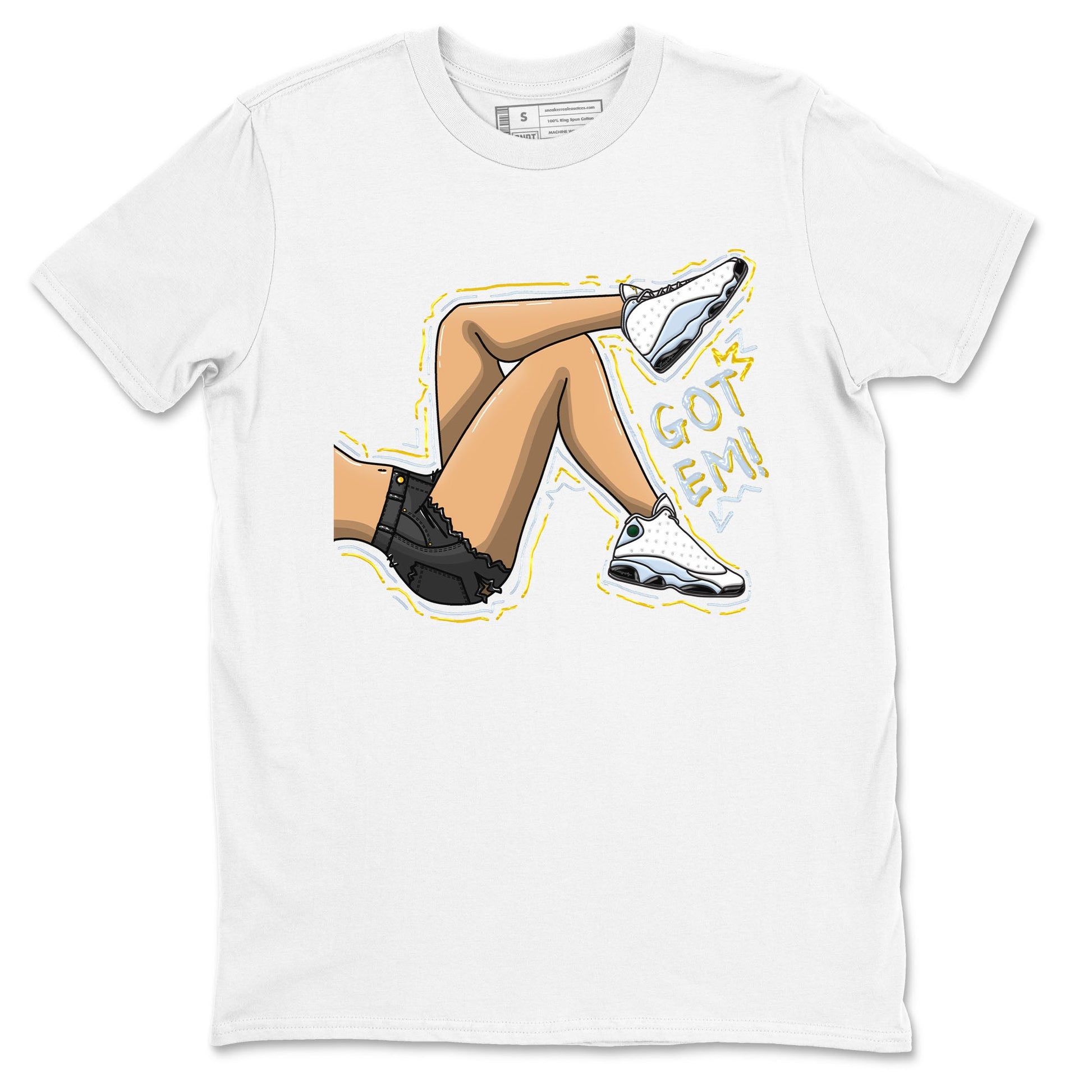 13s Blue Grey shirt to match jordans Got Em Legs sneaker tees Air Jordan 13 Blue Grey SNRT Sneaker Release Tees unisex cotton White 2 crew neck shirt