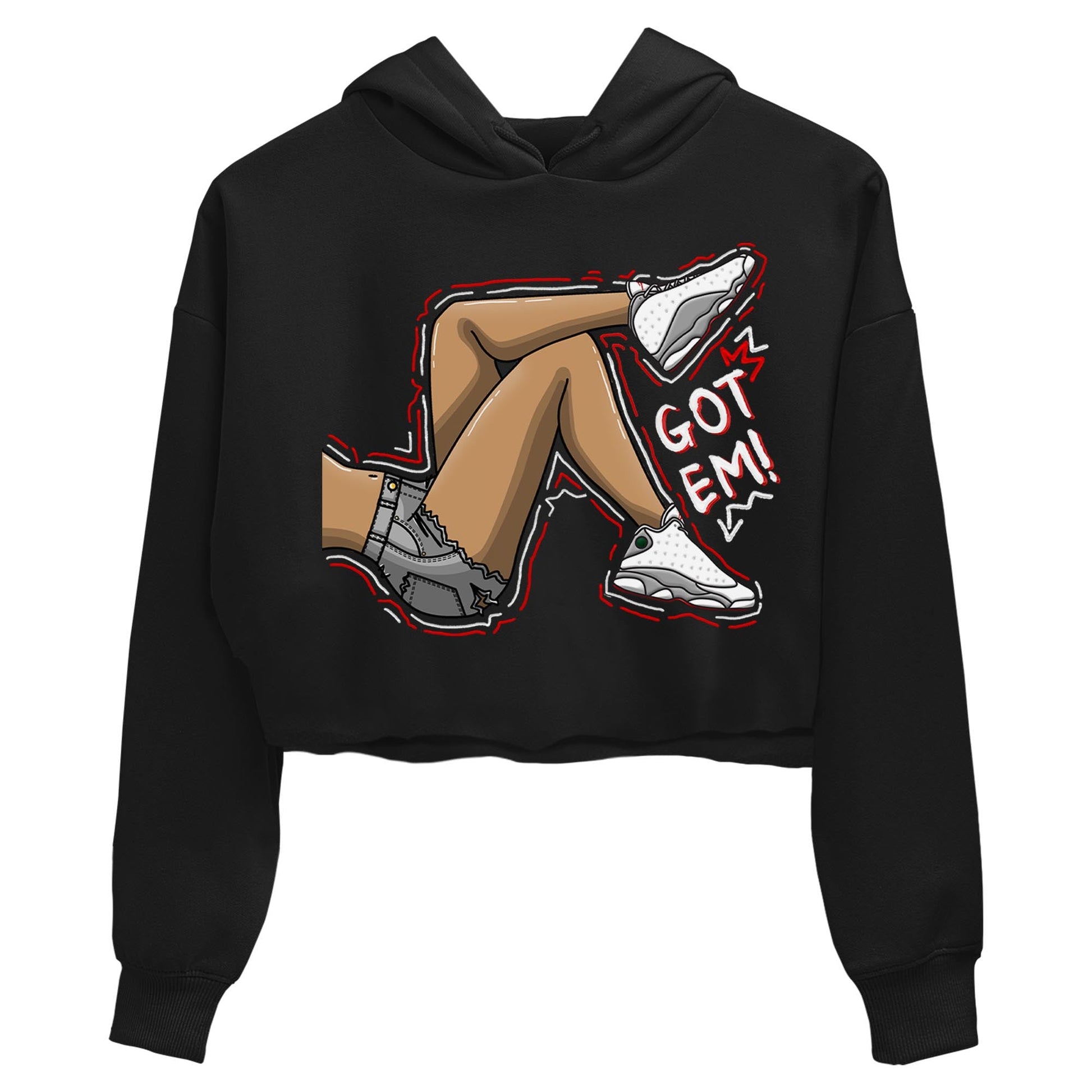AJ13 Wolf Grey Sneaker Match Tees Got Em Legs Sneaker Tees Air Jordan 13 Wolf Grey SNRT Sneaker Release Tees Women's Shirts Black 2