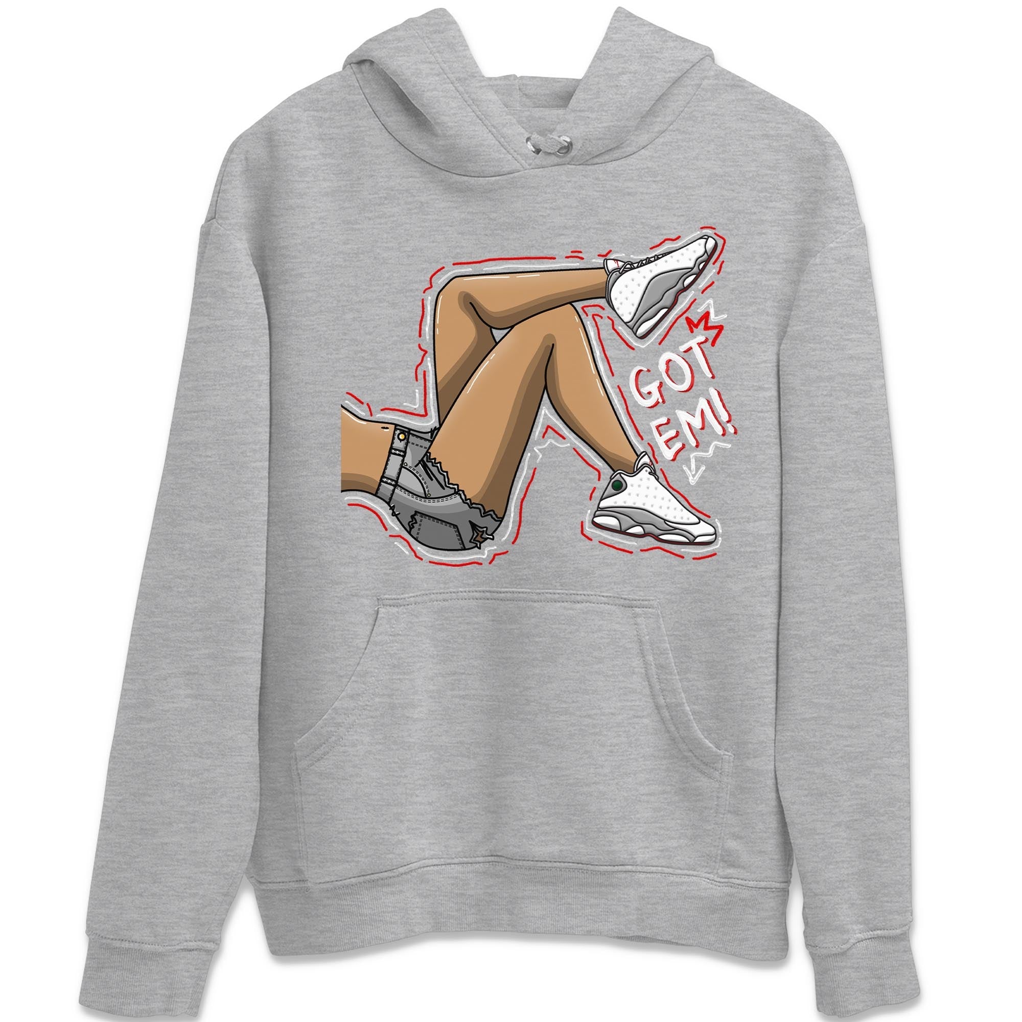 AJ13 Wolf Grey Sneaker Match Tees Got Em Legs Sneaker Tees Air Jordan 13 Wolf Grey SNRT Sneaker Release Tees Unisex Shirts Heather Grey 2