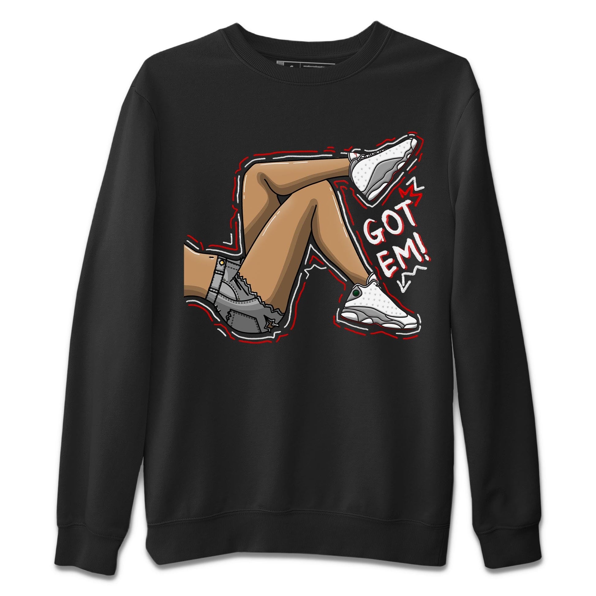 AJ13 Wolf Grey Sneaker Match Tees Got Em Legs Sneaker Tees Air Jordan 13 Wolf Grey SNRT Sneaker Release Tees Unisex Shirts Black 2