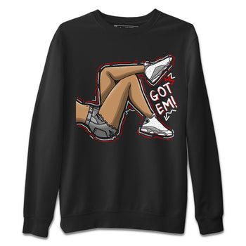 AJ13 Wolf Grey Sneaker Match Tees Got Em Legs Sneaker Tees Air Jordan 13 Wolf Grey SNRT Sneaker Release Tees Unisex Shirts Black 2