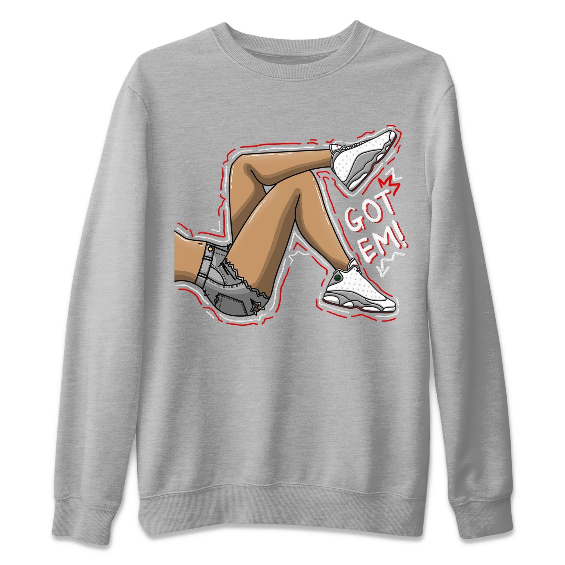 AJ13 Wolf Grey Sneaker Match Tees Got Em Legs Sneaker Tees Air Jordan 13 Wolf Grey SNRT Sneaker Release Tees Unisex Shirts Heather Grey 2