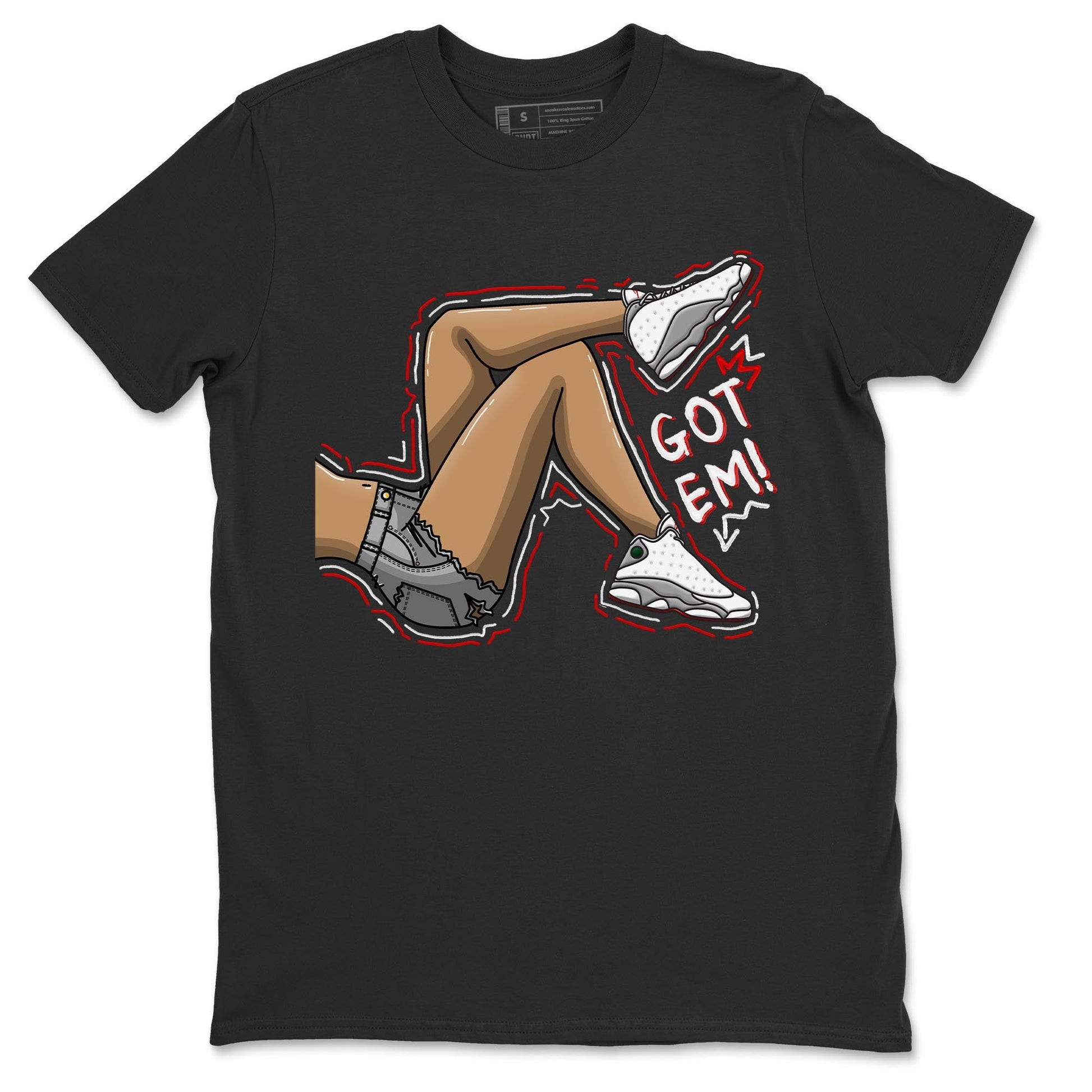 AJ13 Wolf Grey Sneaker Match Tees Got Em Legs Sneaker Tees Air Jordan 13 Wolf Grey SNRT Sneaker Release Tees Unisex Shirts Black 2