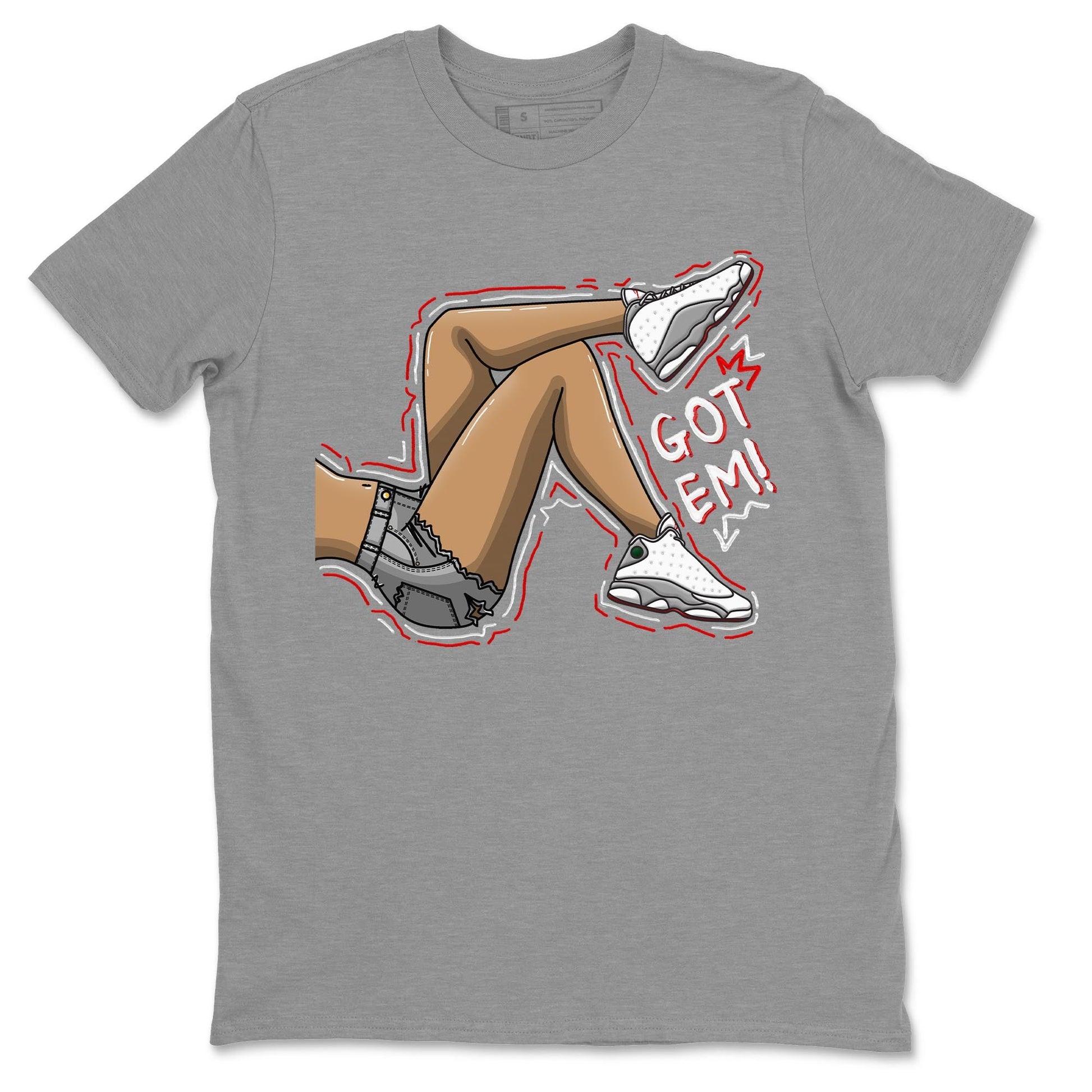 AJ13 Wolf Grey Sneaker Match Tees Got Em Legs Sneaker Tees Air Jordan 13 Wolf Grey SNRT Sneaker Release Tees Unisex Shirts Heather Grey 2