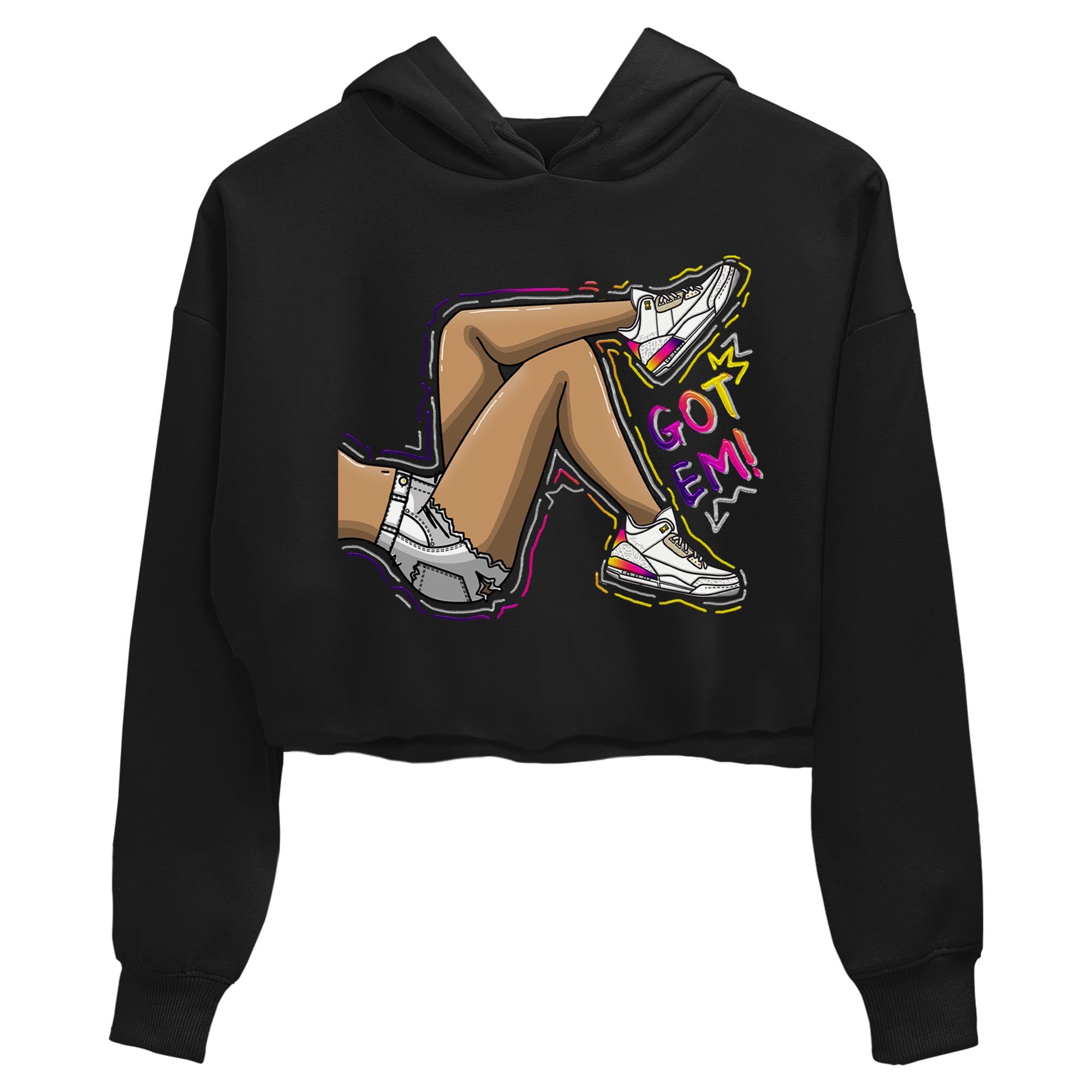 Air Jordan 3 J Balvin shirt to match jordans Got Em Legs sneaker tees Crew Neck Air Jordan 3 X J Balvin SNRT Sneaker Release Tees Black 2 Crop T-Shirt