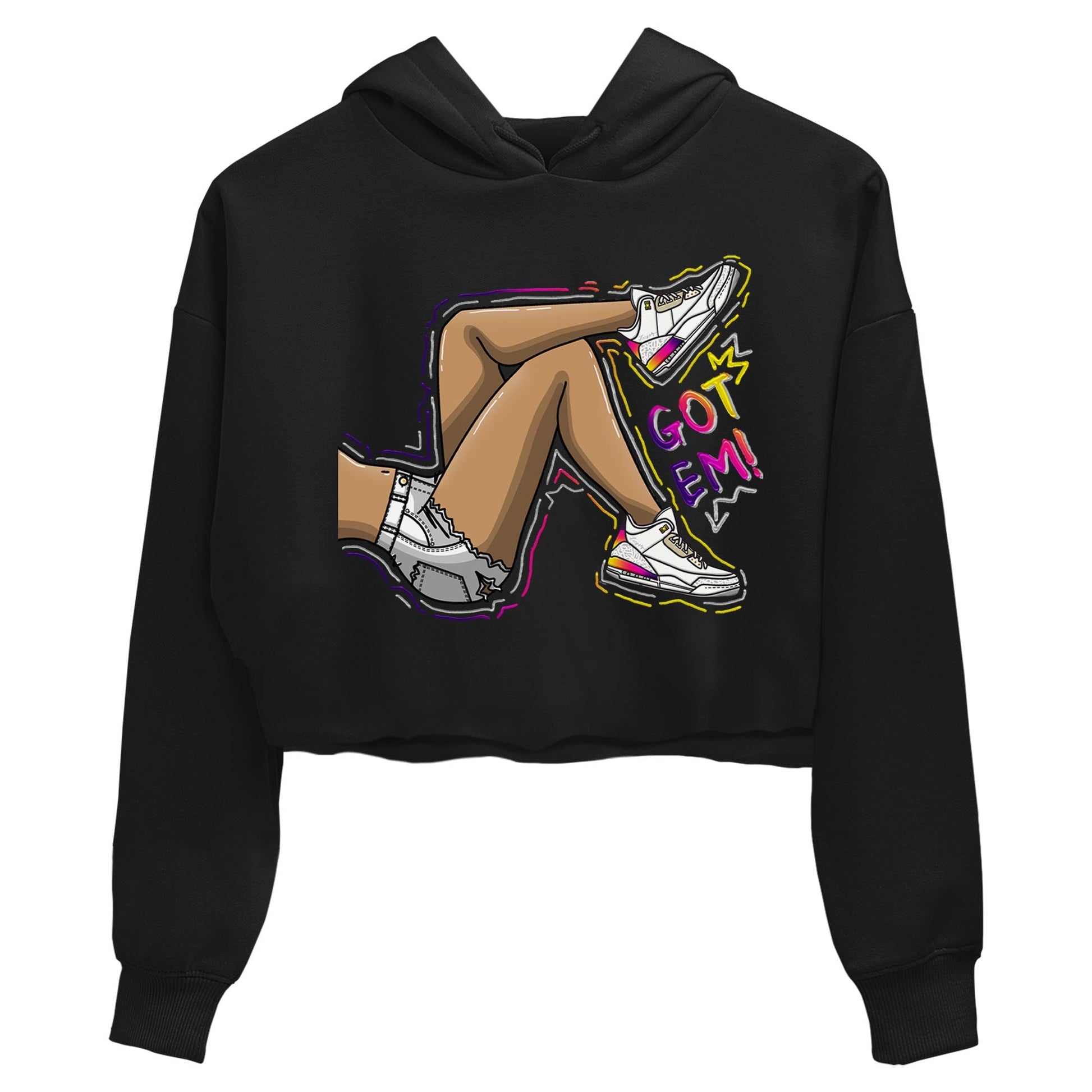Air Jordan 3 J Balvin shirt to match jordans Got Em Legs sneaker tees Crew Neck Air Jordan 3 X J Balvin SNRT Sneaker Release Tees Black 2 Crop T-Shirt