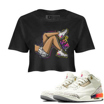 Air Jordan 3 J Balvin shirt to match jordans Got Em Legs sneaker tees Crew Neck Air Jordan 3 X J Balvin SNRT Sneaker Release Tees Black 1 Crop T-Shirt