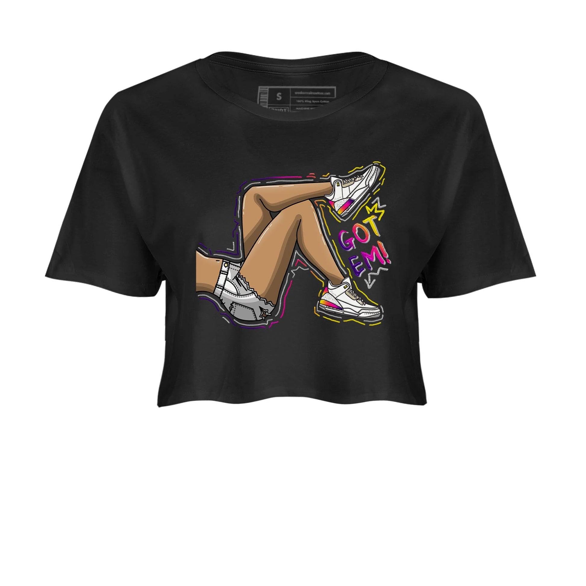 Air Jordan 3 J Balvin shirt to match jordans Got Em Legs sneaker tees Crew Neck Air Jordan 3 X J Balvin SNRT Sneaker Release Tees Black 2 Crop T-Shirt