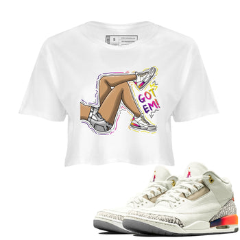 Air Jordan 3 J Balvin shirt to match jordans Got Em Legs sneaker tees Crew Neck Air Jordan 3 X J Balvin SNRT Sneaker Release Tees White 1 Crop T-Shirt