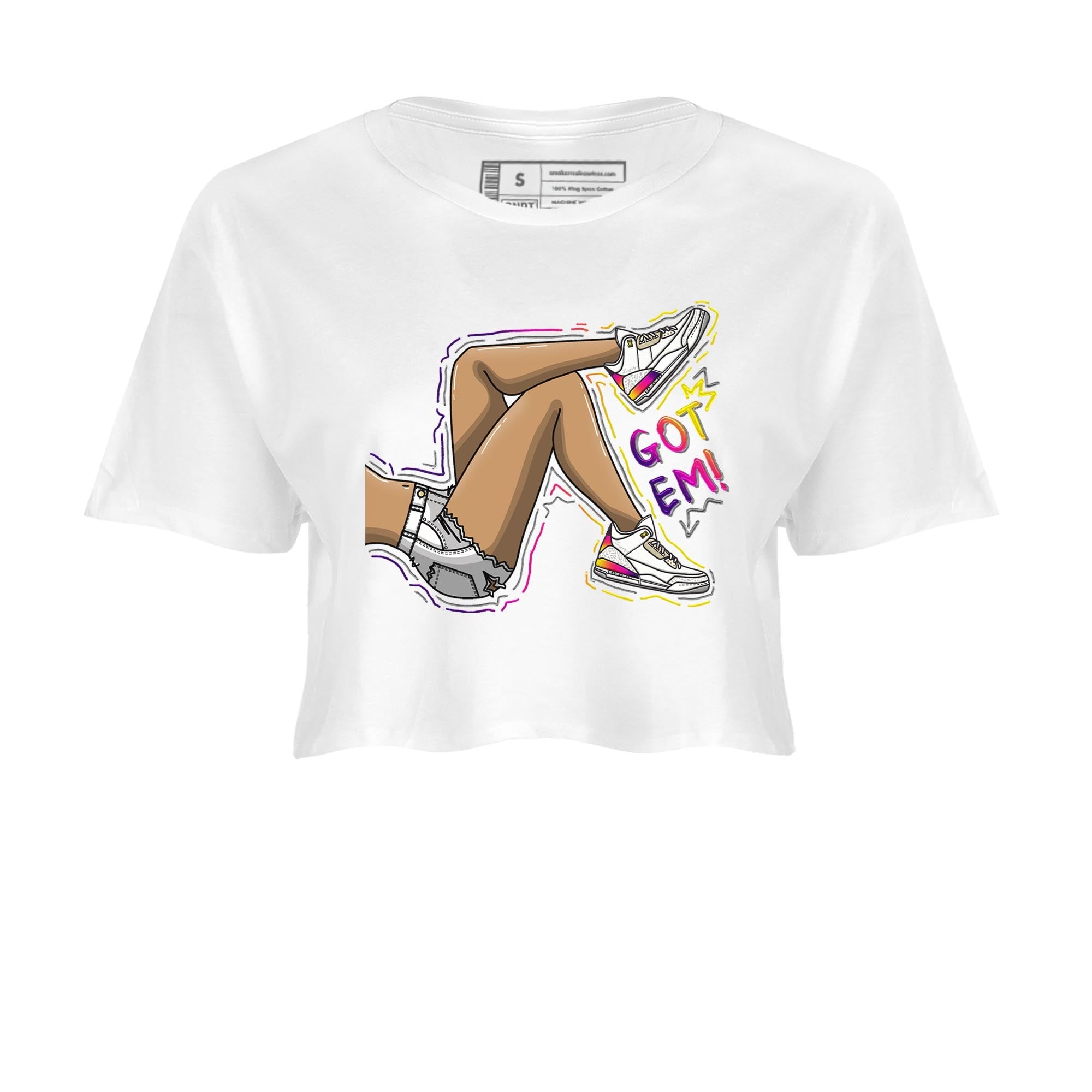 Air Jordan 3 J Balvin shirt to match jordans Got Em Legs sneaker tees Crew Neck Air Jordan 3 X J Balvin SNRT Sneaker Release Tees White 2 Crop T-Shirt