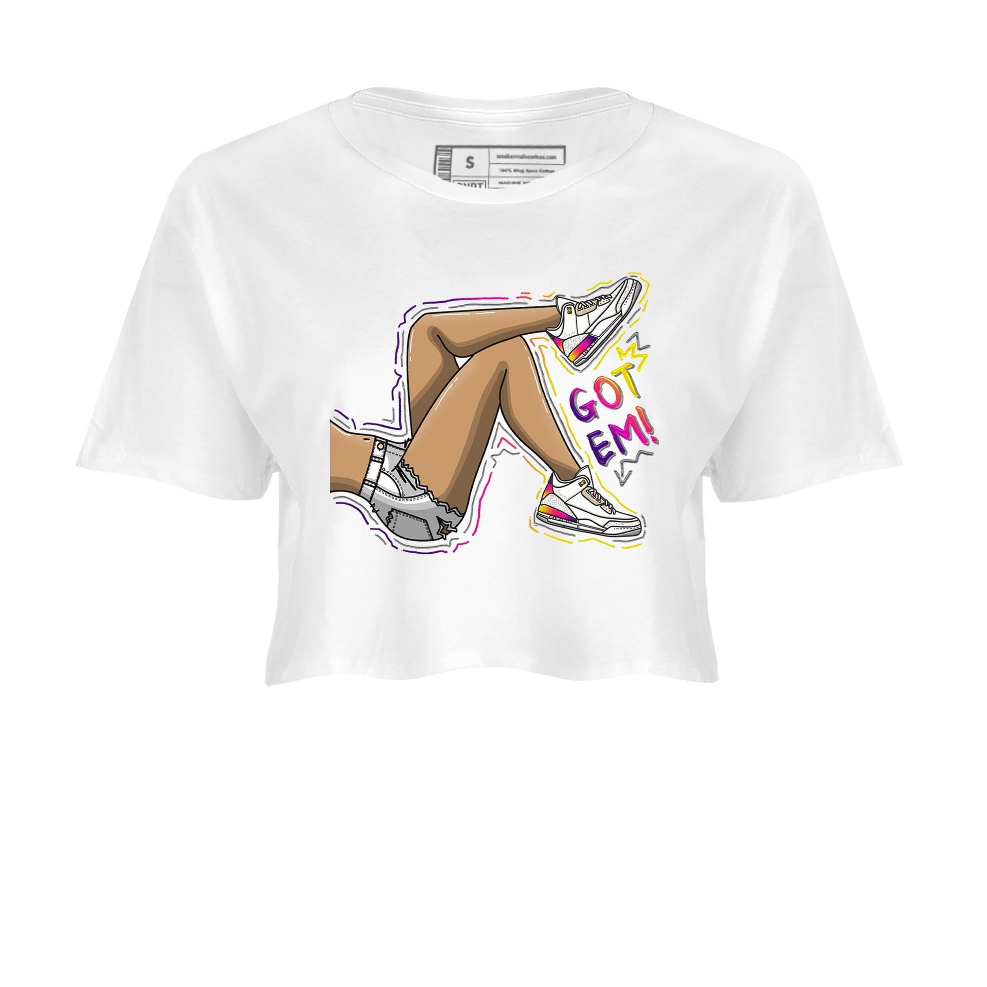 Air Jordan 3 J Balvin shirt to match jordans Got Em Legs sneaker tees Crew Neck Air Jordan 3 X J Balvin SNRT Sneaker Release Tees White 2 Crop T-Shirt