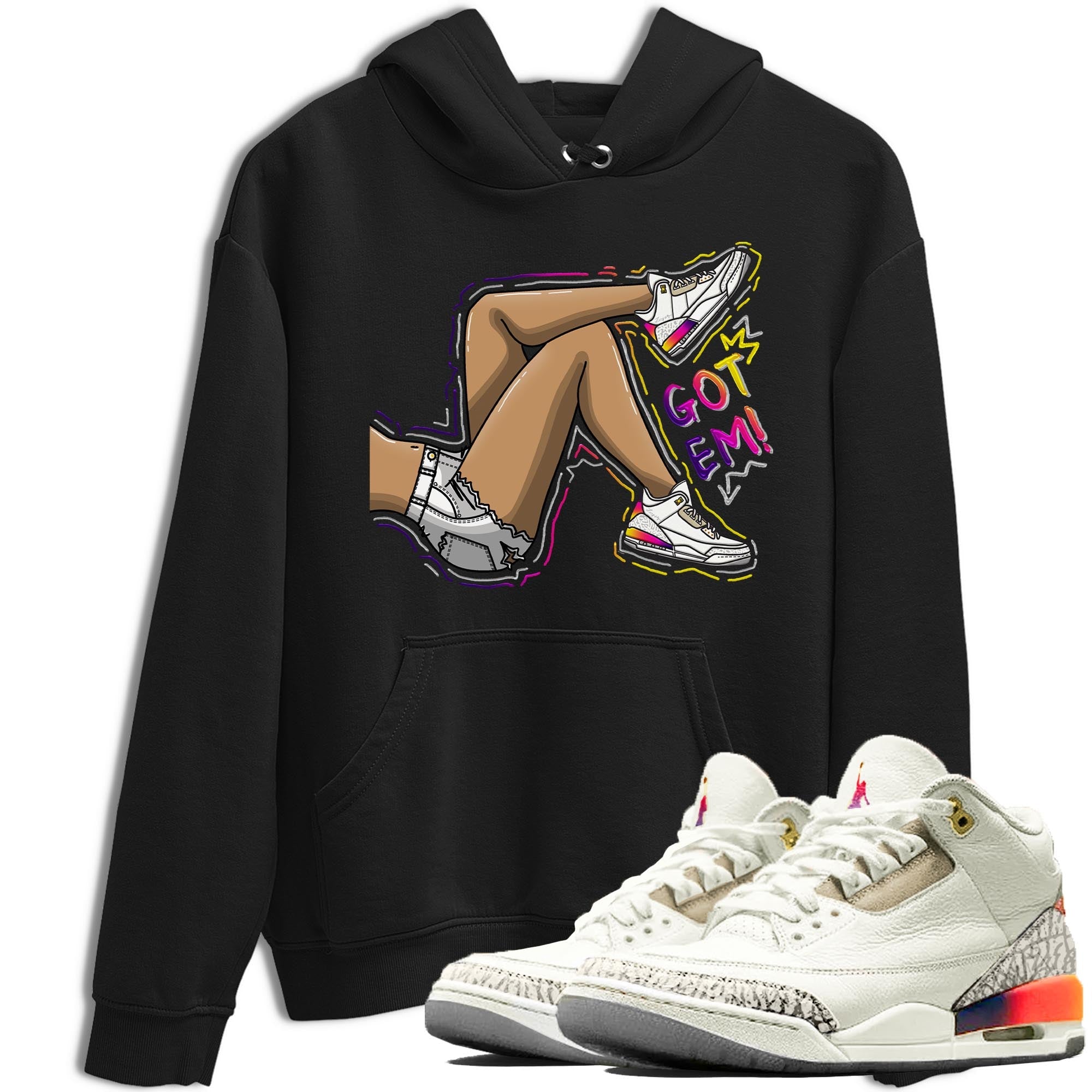 Air Jordan 3 J Balvin shirt to match jordans Got Em Legs sneaker tees Crew Neck Air Jordan 3 X J Balvin SNRT Sneaker Release Tees Unisex Casual Shirts Black 1 T-Shirt