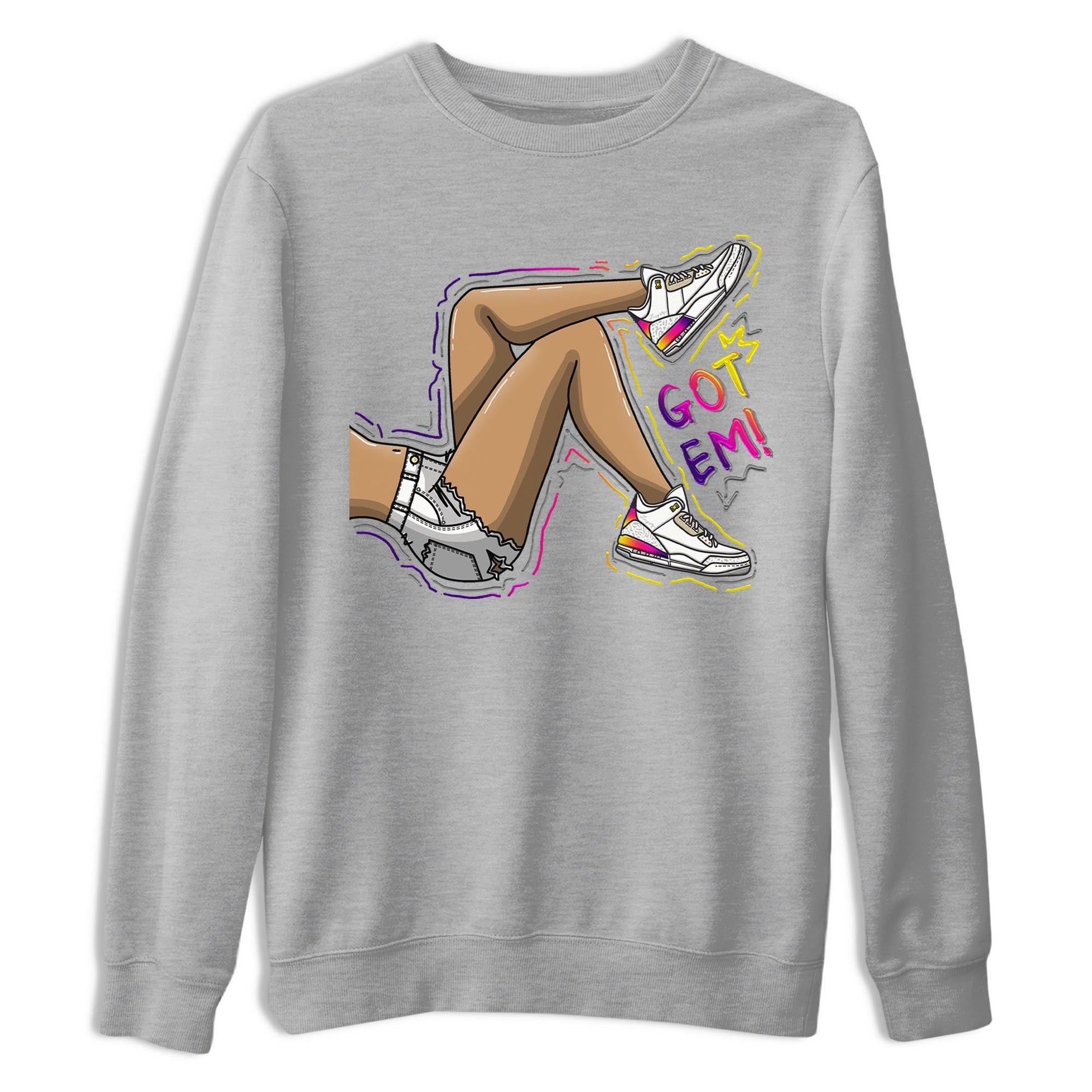 Air Jordan 3 J Balvin shirt to match jordans Got Em Legs sneaker tees Crew Neck Air Jordan 3 X J Balvin SNRT Sneaker Release Tees Unisex Casual Shirts Heather Grey 2 T-Shirt
