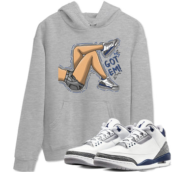 Air Jordan 3 Retro Midnight Navy shirt to match jordans Got Em Legs sneaker shirt 3s Midnight Navy SNRT sneaker tees unisex crew neck cotton Heather Grey 1 crew neck shirt