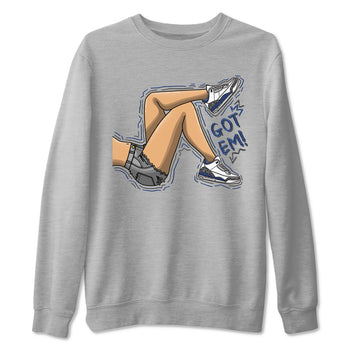 Air Jordan 3 Retro Midnight Navy shirt to match jordans Got Em Legs sneaker shirt 3s Midnight Navy SNRT sneaker tees unisex crew neck cotton Heather Grey 2 crew neck shirt