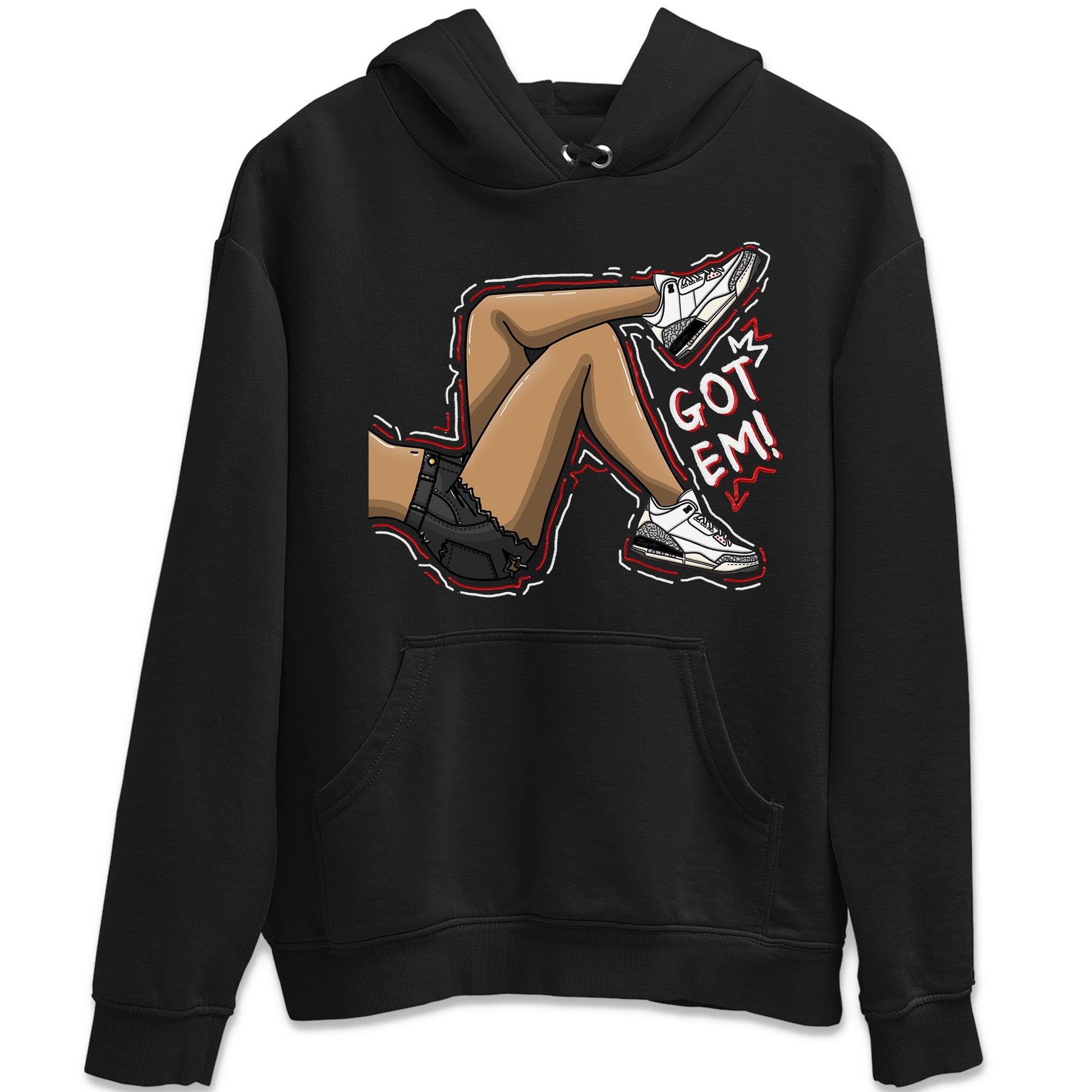 Air Jordan 3 White Cement Sneaker Match Tees Got Em Legs Sneaker Tees AJ 3s White Cement Sneaker Release Tees Unisex Shirts Black 2