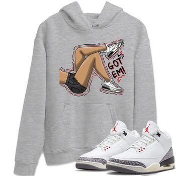 Air Jordan 3 White Cement Sneaker Match Tees Got Em Legs Sneaker Tees AJ 3s White Cement Sneaker Release Tees Unisex Shirts Heather Grey 1