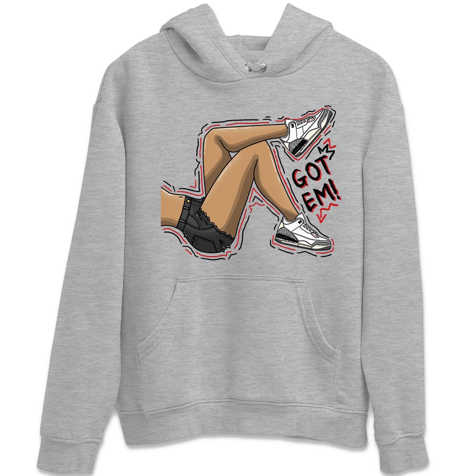 Air Jordan 3 White Cement Sneaker Match Tees Got Em Legs Sneaker Tees AJ 3s White Cement Sneaker Release Tees Unisex Shirts Heather Grey 2