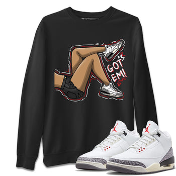 Air Jordan 3 White Cement Got Em Legs Crew Neck Sneaker Tees AJ 3s White Cement Sneaker T-Shirts Washing and Care Tip
