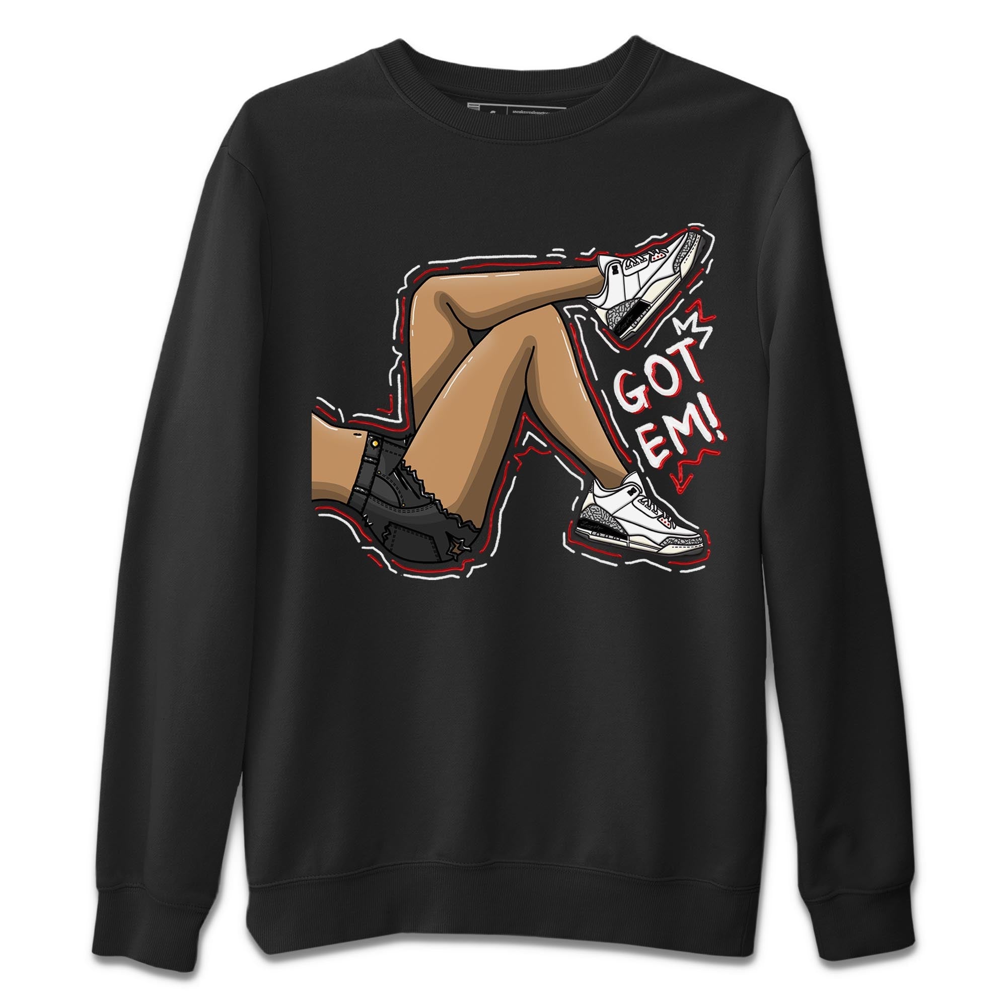 Air Jordan 3 White Cement Sneaker Match Tees Got Em Legs Sneaker Tees AJ 3s White Cement Sneaker Release Tees Unisex Shirts Black 2