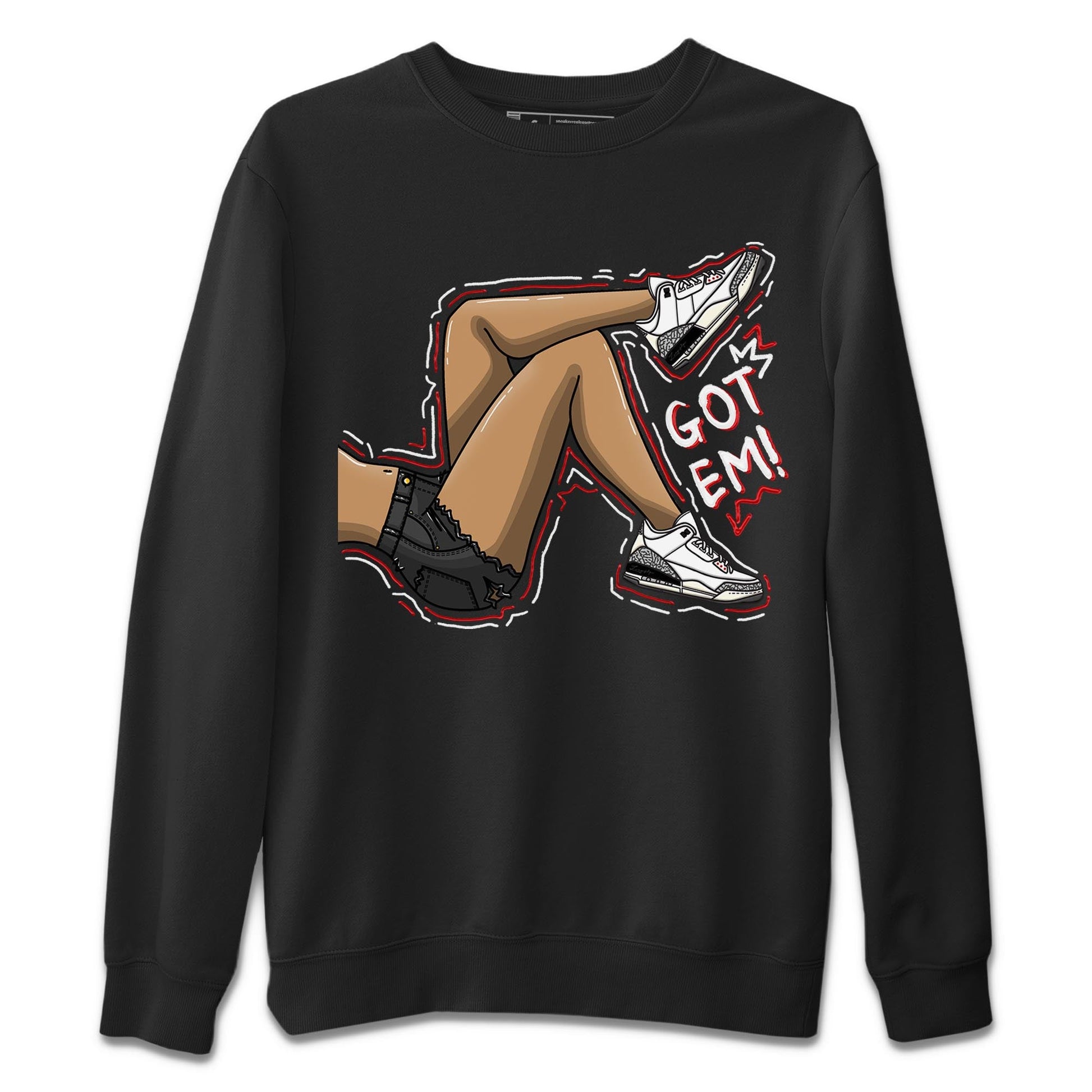 Air Jordan 3 White Cement Sneaker Match Tees Got Em Legs Sneaker Tees AJ 3s White Cement Sneaker Release Tees Unisex Shirts Black 2