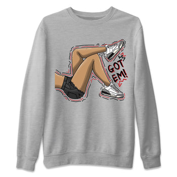 Air Jordan 3 White Cement Sneaker Match Tees Got Em Legs Sneaker Tees AJ 3s White Cement Sneaker Release Tees Unisex Shirts Heather Grey 2