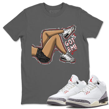 Air Jordan 3 White Cement Got Em Legs Crew Neck Sneaker Tees AJ 3s White Cement Sneaker T-Shirts Size Chart