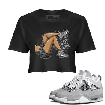 AJ4 Frozen Moments shirt to match jordans Got Em Legs sneaker tees Crew Neck AJ4 Frozen Moments SNRT Sneaker Release Tees Black 1 Crop T-Shirt