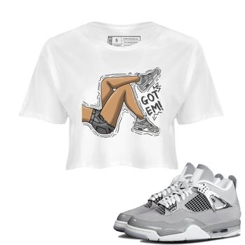 AJ4 Frozen Moments shirt to match jordans Got Em Legs sneaker tees Crew Neck AJ4 Frozen Moments SNRT Sneaker Release Tees White 1 Crop T-Shirt