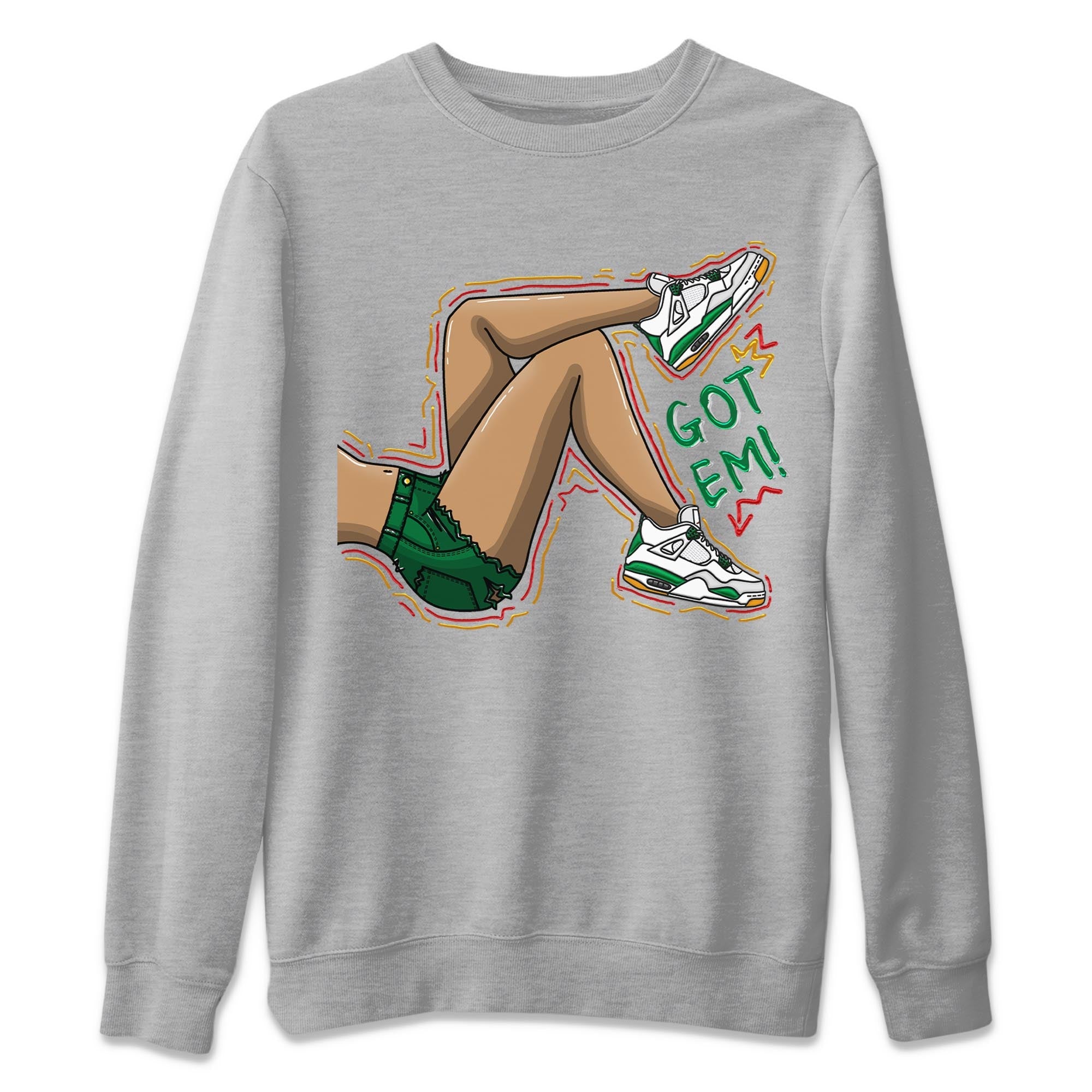 Air Jordan 4 Pine Green Sneaker Match Tees Got Em Legs Sneaker Tees AJ 4s Pine Green Sneaker Release Tees Unisex Shirts Heather Grey 2